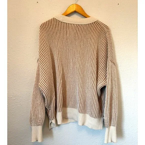 Aerie Beyond Chenille Cozy Striped Oversized Pullover Sweater Large - Picture 2 of 4